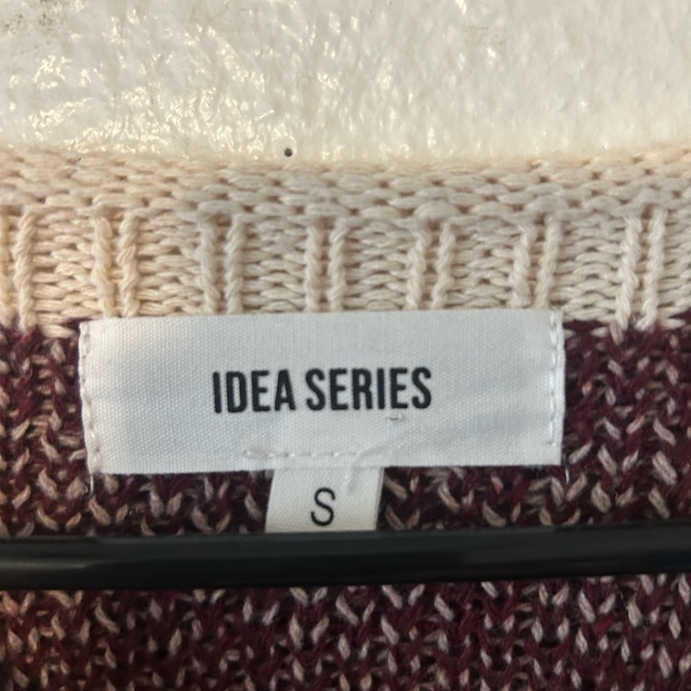 Idea Series Maroon and Beige Moose Sweater Small Silk Acrylic Blend Oversized - Picture 4 of 11